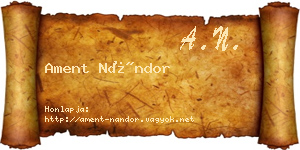 Ament Nándor névjegykártya